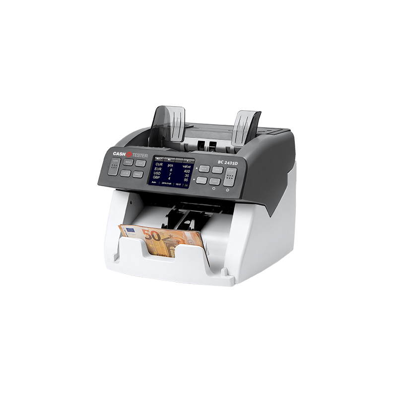 CashTester BC 243SD contadora y detectora de billetes falsos multidivisa con conteo por valor y mezcla